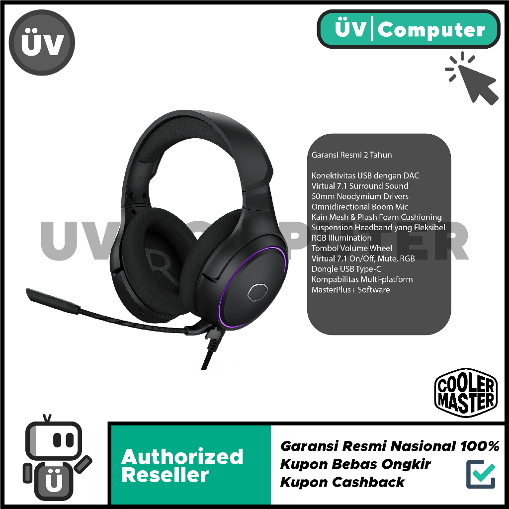 Jual Headset Gaming Cooler Master MH650 RGB USB Virtual 7.1 bkn