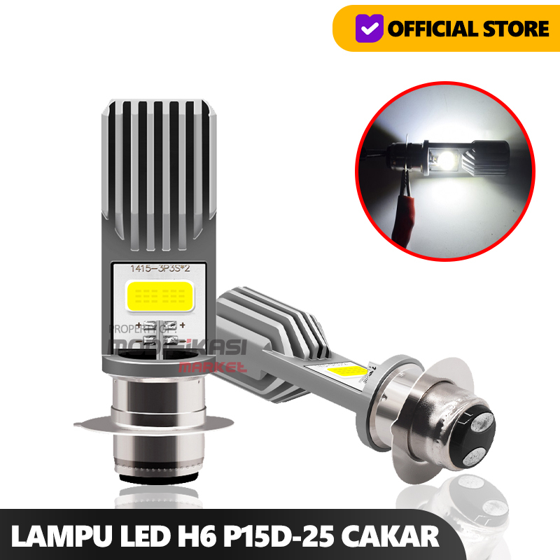 Jual LED LAMPU UTAMA HEADLAMP MOTOR H6 P15D-25 2 SISI AC DC BEBEK MATIC ...