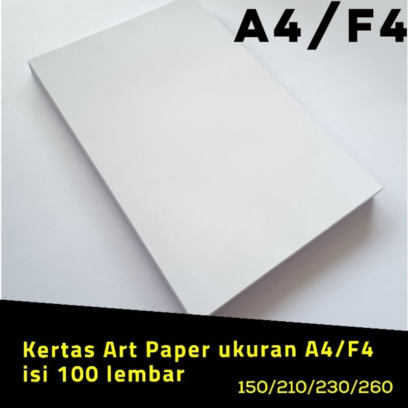 Jual Kertas Art Paper ukuran A4/F4 isi 100 lembar 150/210/230/260