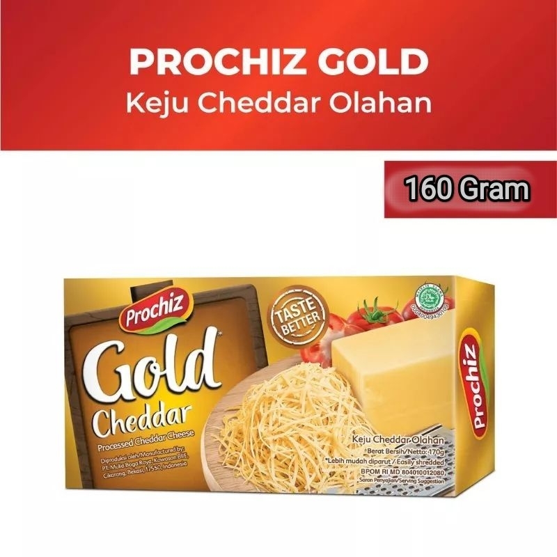 Jual Prochiz Gold Cheddar Cheese / Keju Cheddar Olahan 160 Gram With ...