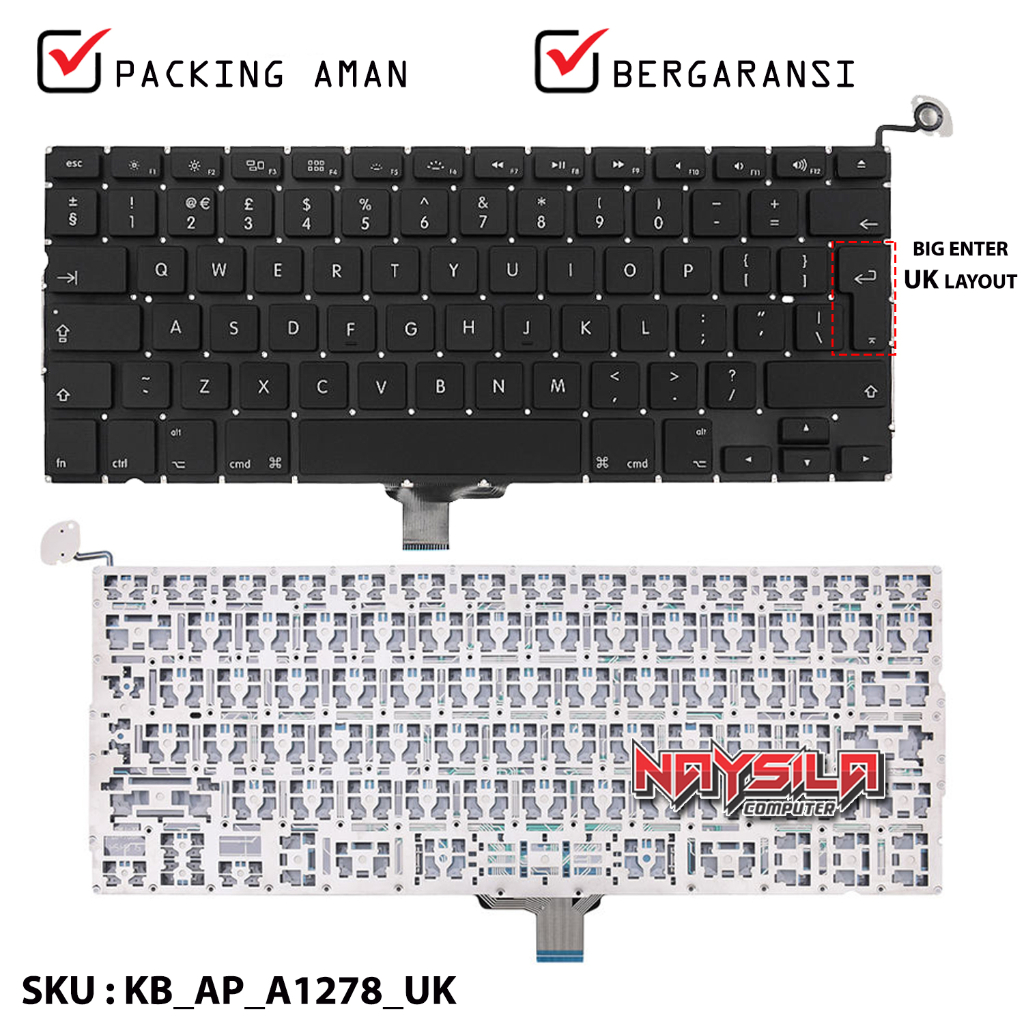 Jual Keyboard MB Pro 13 Inch A1278 Tahun 2009 2010 2011 2012 (UK) BIG ...
