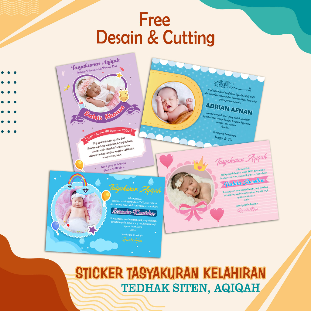 Jual Sticker Kelahiran Bayi Selapanan Aqiqah Tasyakuran Tedhak Siten Nasi Box Bento Shopee