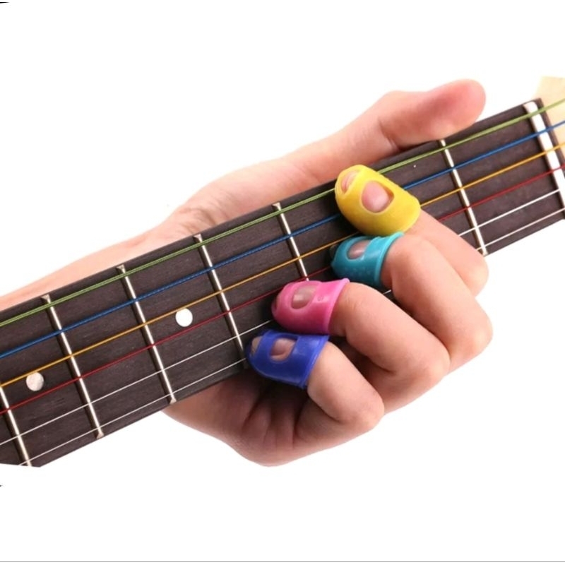  4 Pcs Stringed Instruments Fingertip Protector Finger Cots  Finger Sleeves Ukulele Finger Guards Finger Cover Finger Tips Protector  Gitar Thumb Protector Office Accessories Guitar