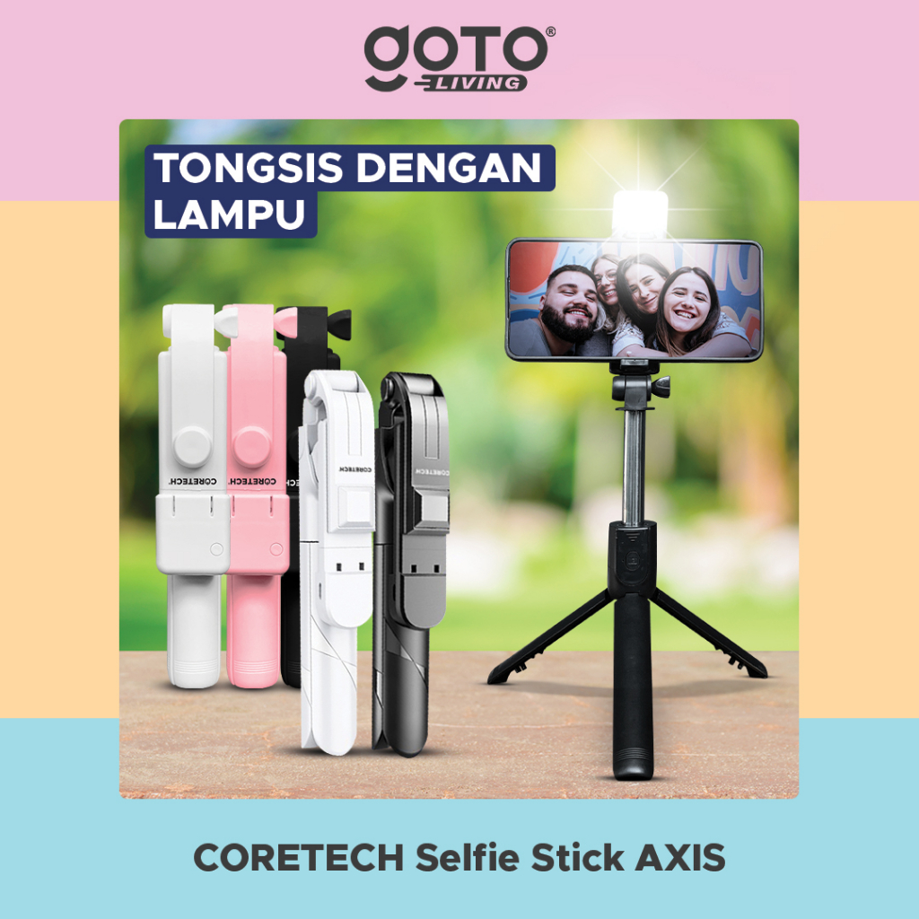 Jual Coretech Axis Tripod Tongsis Bluetooth Remot Selfie Stick Led Flash Shopee Indonesia