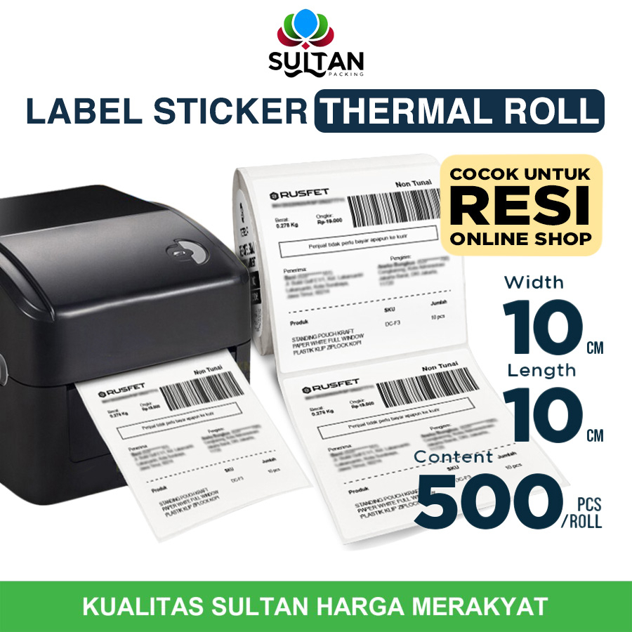 Jual Label Kertas Sticker Thermal Rusfet Resi Paper stiker printer ...