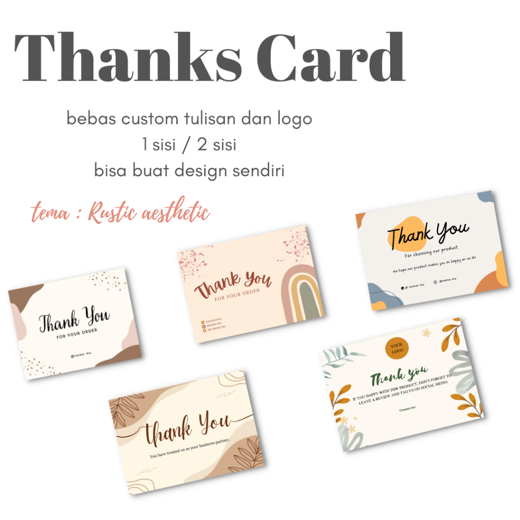 Jual thank card kartu ucapan custom | Shopee Indonesia