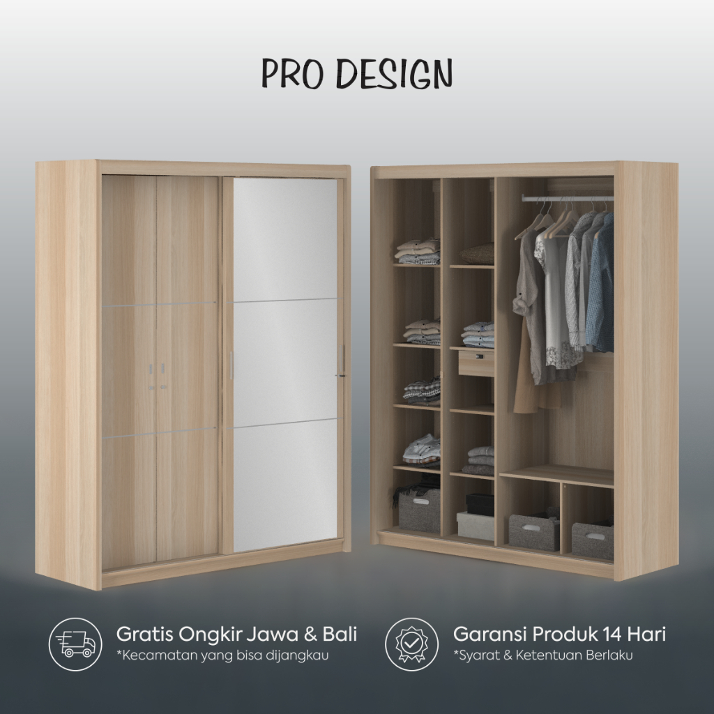 Jual Pro Design Texas Txwd Lemari Pakaian Pintu Geser Shopee