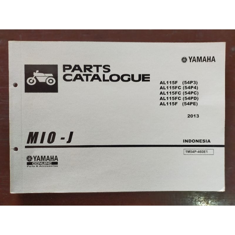 Jual Buku Parts Katalog Catalog Catalogue Yamaha Mio J Tahun 2013