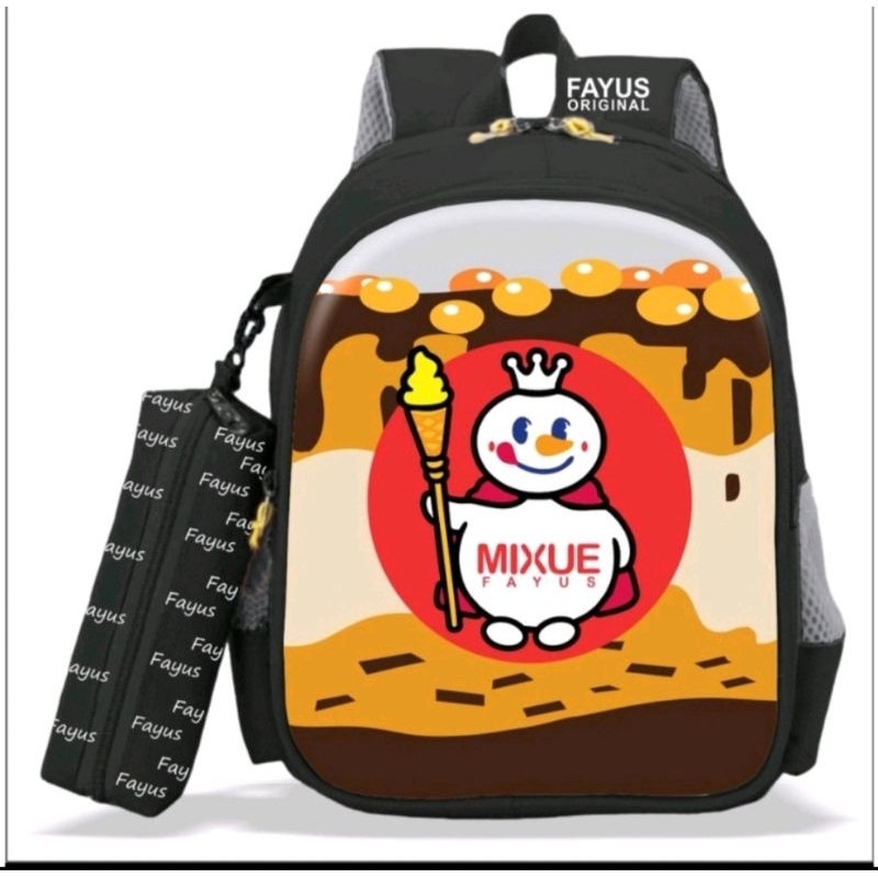 Jual Tas Maskot Mixue Free Tempat pensil / Ransel Sekolah Anak Mixue ...