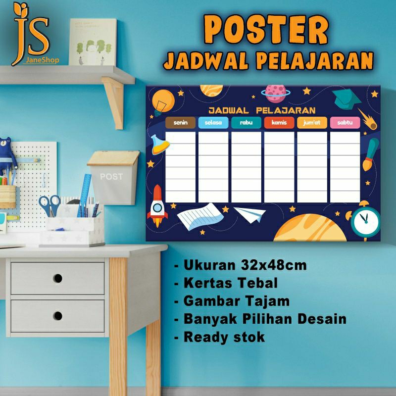 Jual Poster Jadwal Pelajaran Best Seller Poster Sekolah Jadwal Pelajaran Weekly Planner 5856