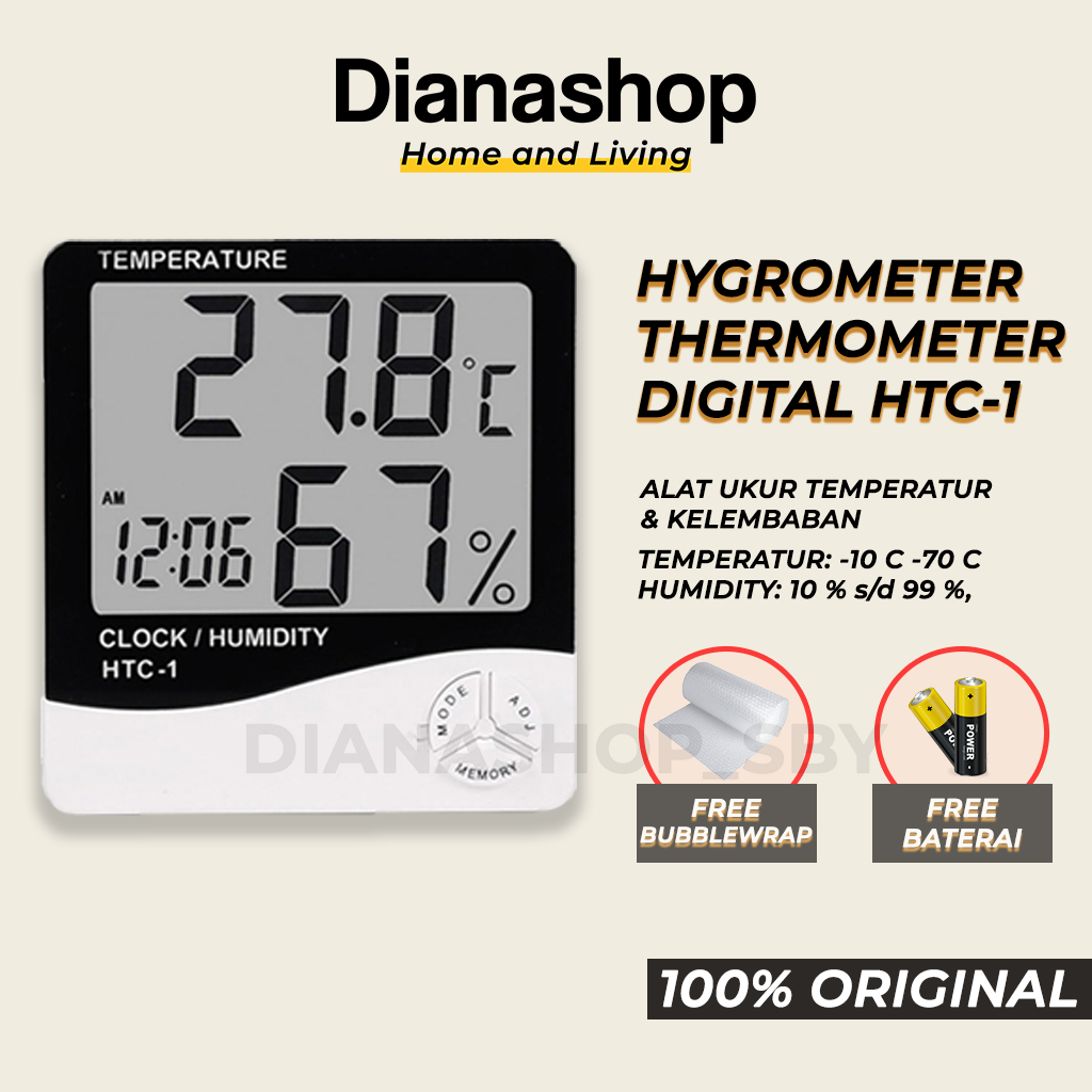 Jual HTC1 HYGROMETER TERMOMETER ALAT UKUR SUHU TEMPERATUR RUANGAN