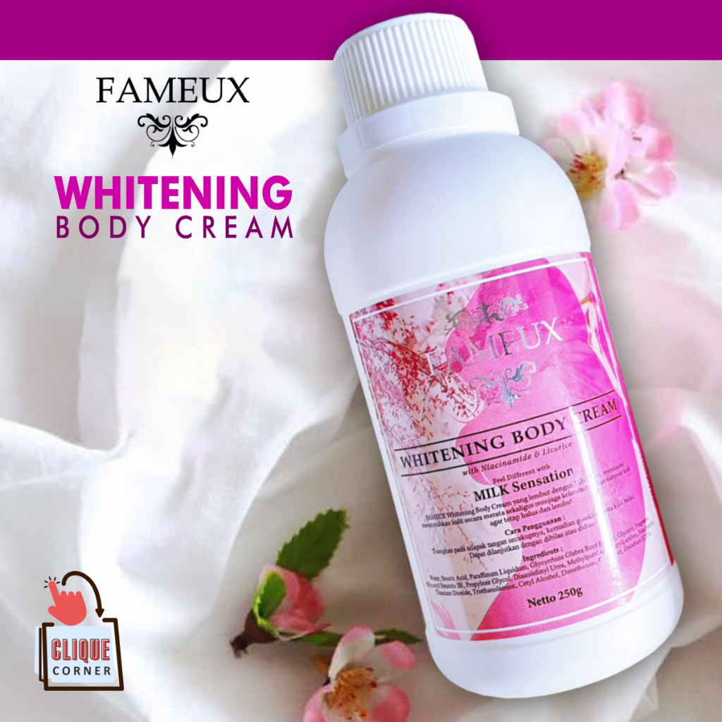 Jual FAMEUX Whitening Body Cream Bleaching 250ml / 500ml / 1000ml BPOM