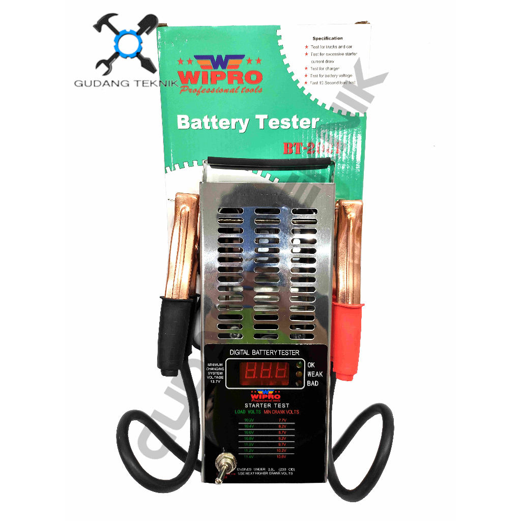 Battery Tester Digital WIPRO BT-2021 / Alat Cek Aki ACCU Mobil Motor DIGITAL WIPRO BT2021 - Tester Baterai Digital WIPRO BT 2021