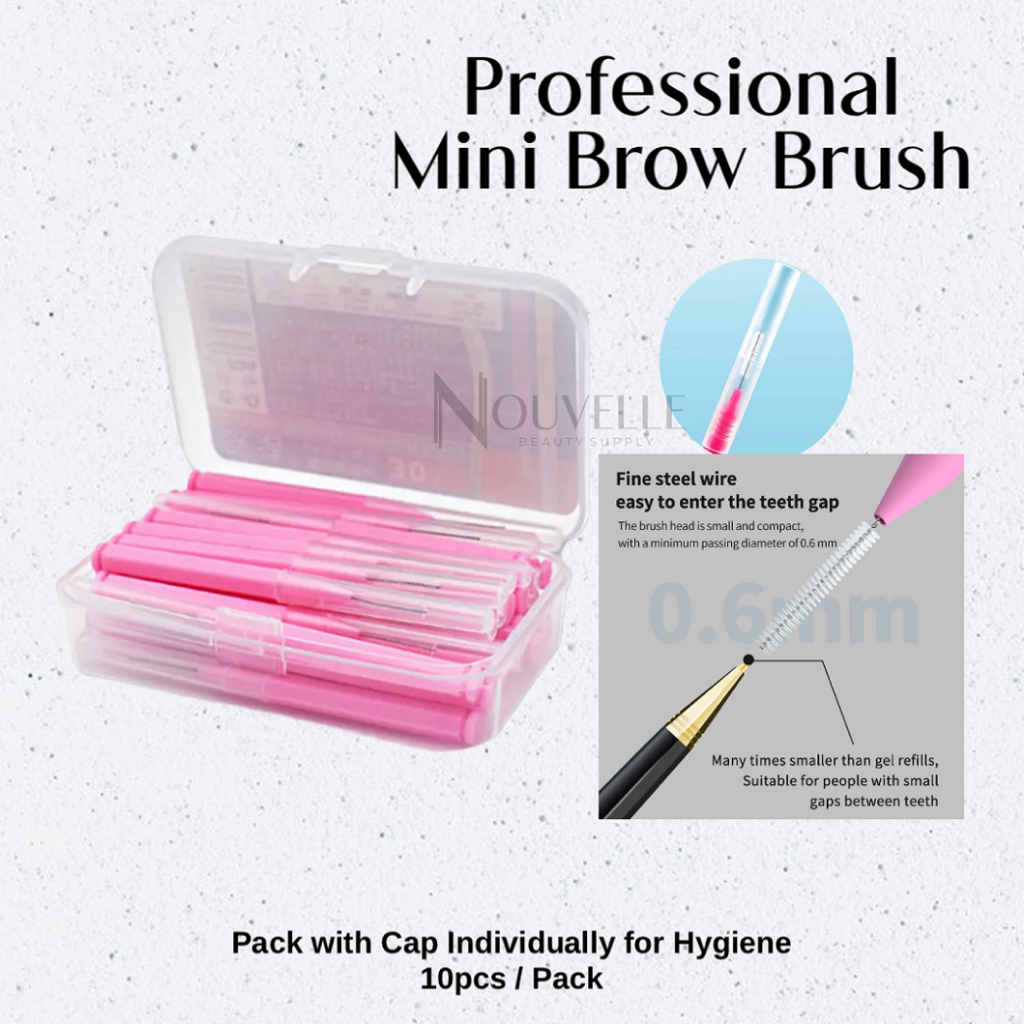 Jual 1 Pack isi 10 Professional Mini Brow Brush for Brow Styling / Brow Lamination ( Interdental