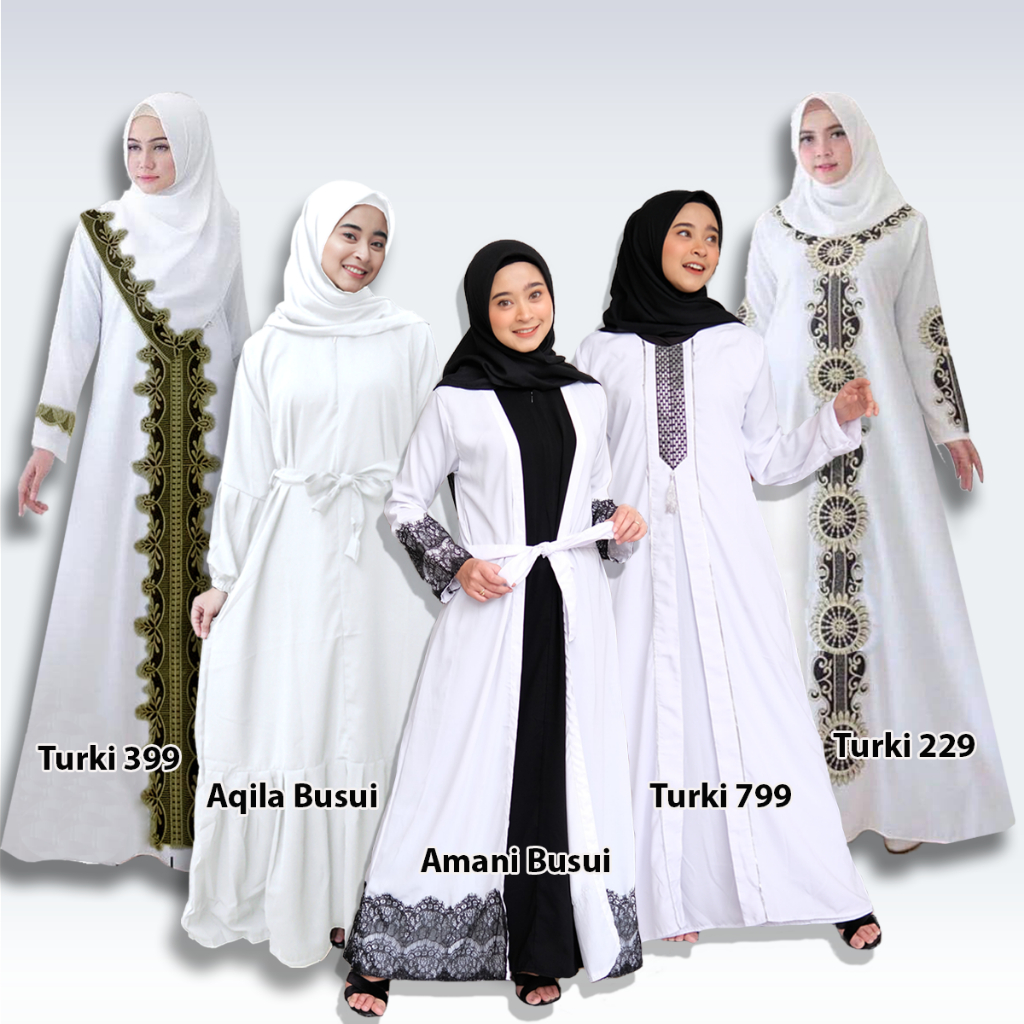 Jual Abaya Gamis Putih Wanita Kekinian Abaya Putih Jubah Putih Wanita