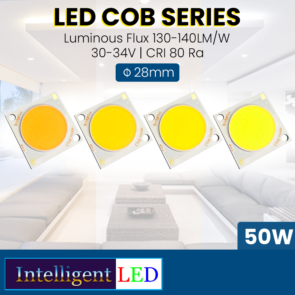 Jual LED Source COB 50W 30-34V 1600mA 28x28mm 130-140lm/W | Shopee ...