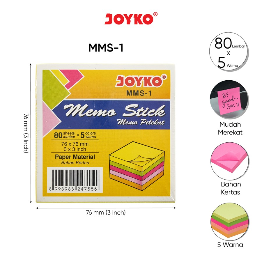 Jual Memo Sticky Note / Memo Tempel JOYKO MMS-1 MMS-1P | Shopee Indonesia