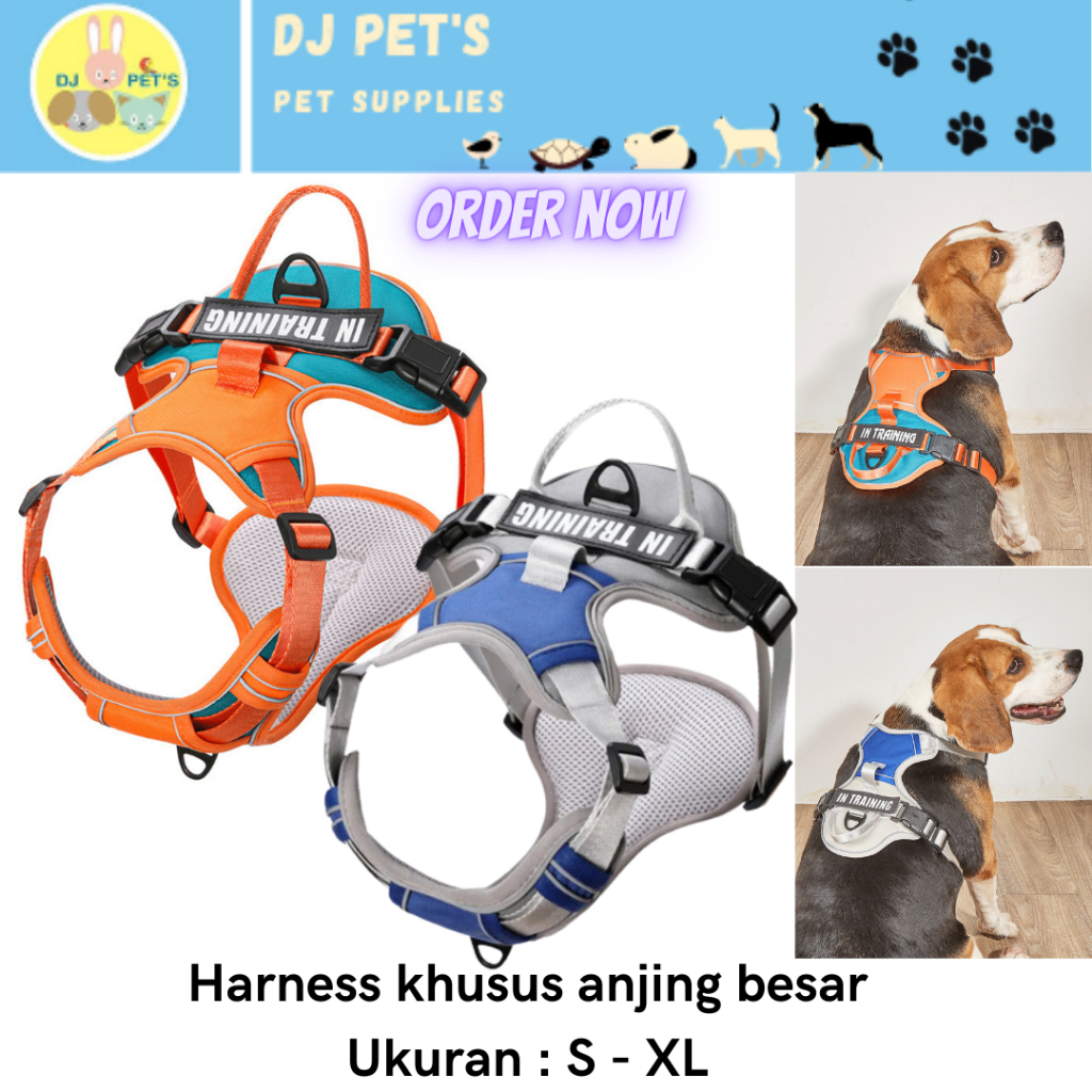 Jual rompi anjing harness anjing besar outdoor walking adjustable ...