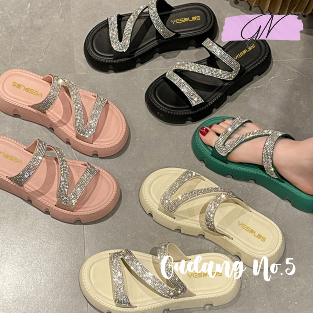 Jual Gn Sandal Selop Wanita Wedges Fashion Blink Tali Silang Jelly Import Pcu Shopee