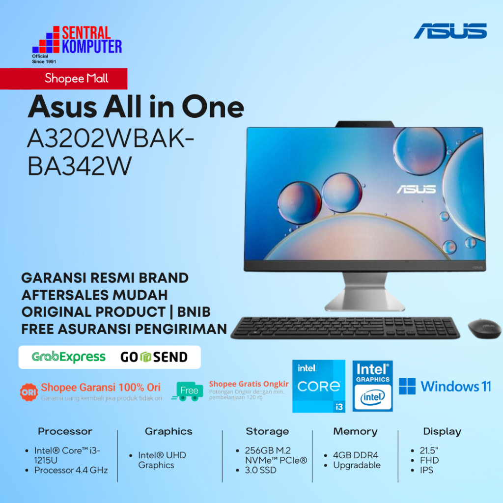 Jual PC Asus AiO A3202WBAK BA342W I3 1215U 4GB 256GB SSD Windows 11