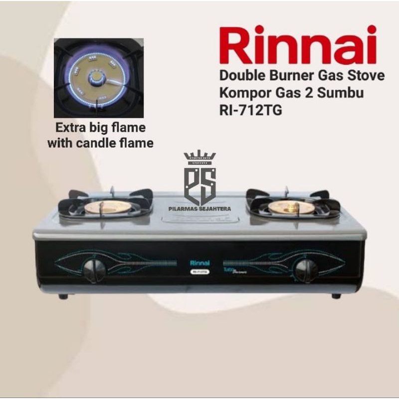 Jual Kompor Rinnai 2 Sumbu RI712TG Kompor Gas Rinnai Gas Stove Double ...