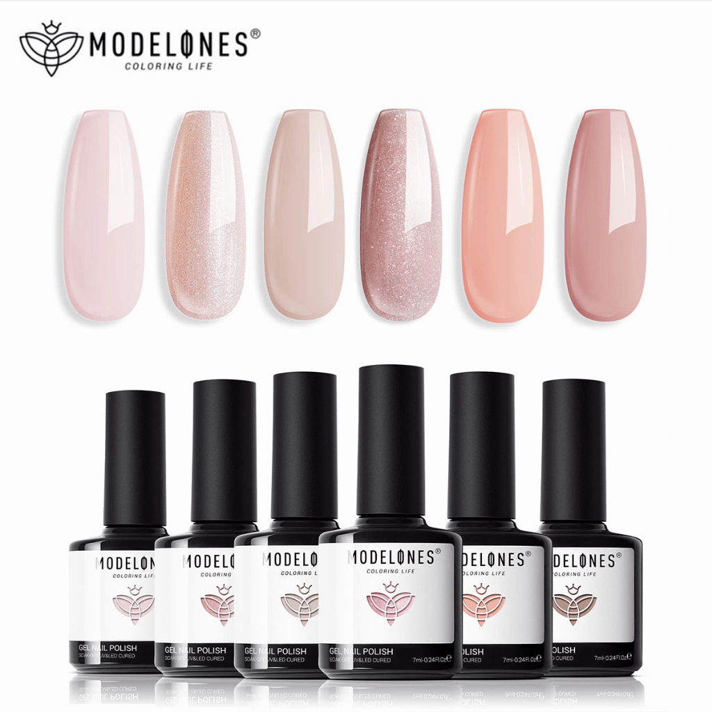 Jual Modelones Gel Nail Polish Set, Nude 6 Warna Gel Neutral Polish ...