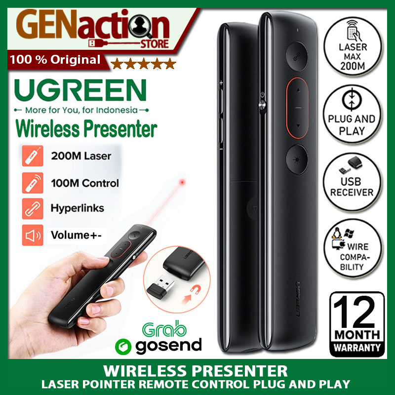 Jual Ugreen Wireless Presenter Remote Control Laser Pointer Presentasi