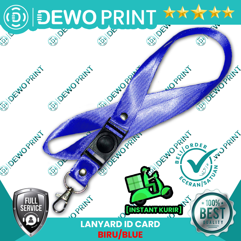 Jual Lanyard ID Card Polos/Tali Gantungan Name Tag Panitia Biru/Blue ...