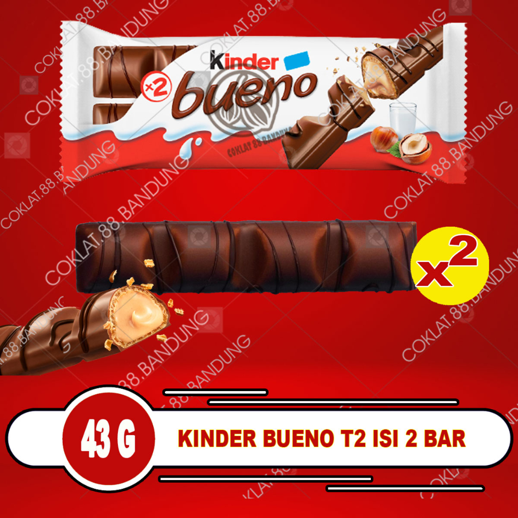 Jual KINDER BUENO 43GR FERRERO WAFER COKELAT CREAM SUSU HAZELNUT ...