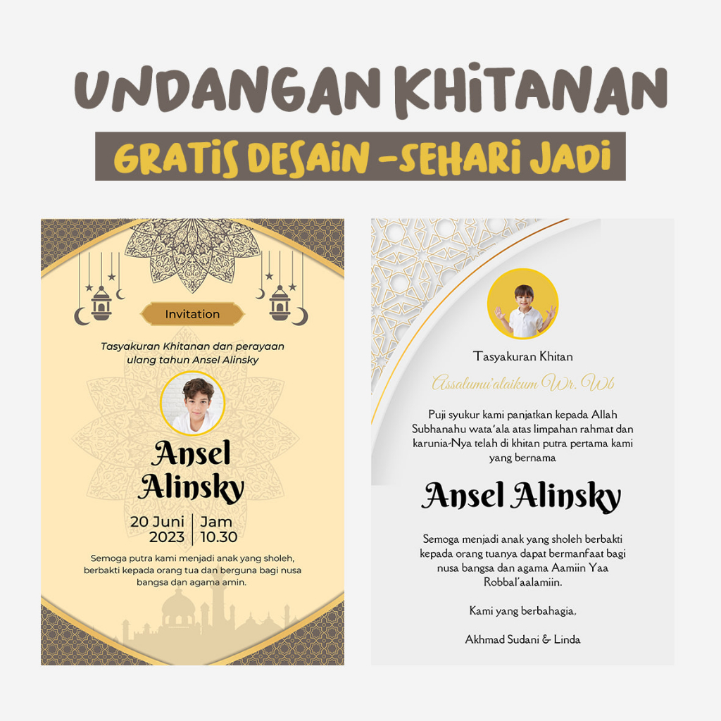 Jual Undangan Khitanan Unik Kekinian Khitan Bisa Custom Gratis Jasa Desain Sehari Jadi Shopee 