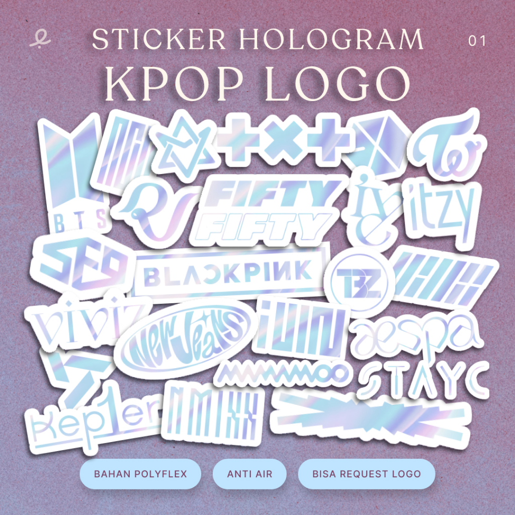 Jual Sticker vinyl cutting Kpop logo hologram Anti air Sticker helm