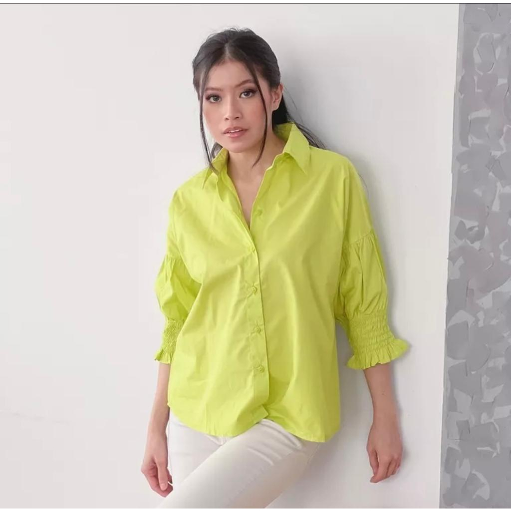 Jual MOCA POPLIN WOMAN SHIRT - KEMEJA WANITA LENGAN KARET / KEMEJA PINK ...