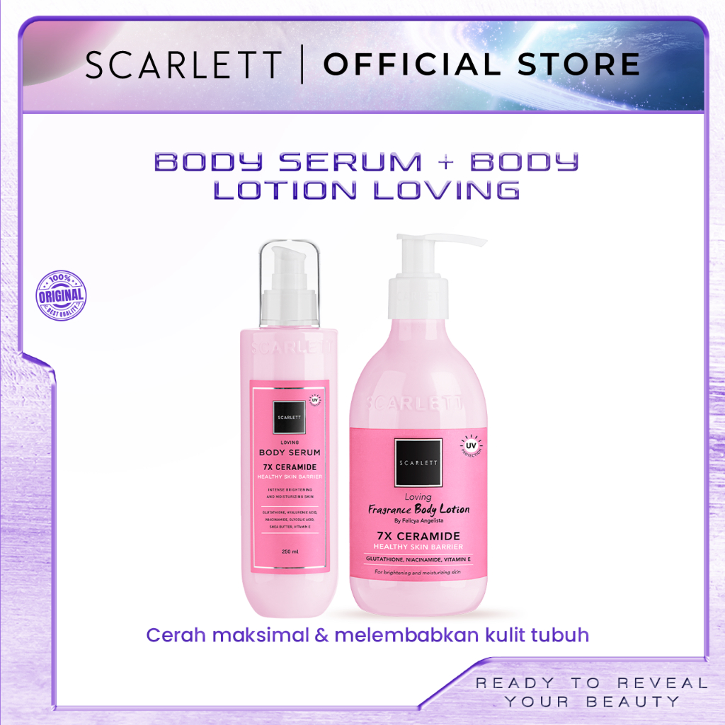 Jual Scarlett Whitening Body Serum + Body Lotion Loving mencerahkan dan
