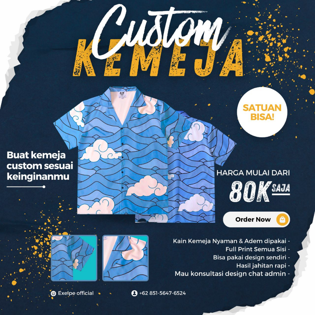 Jual Custom Kemeja Full Printing Tanpa Minimal Shopee Indonesia