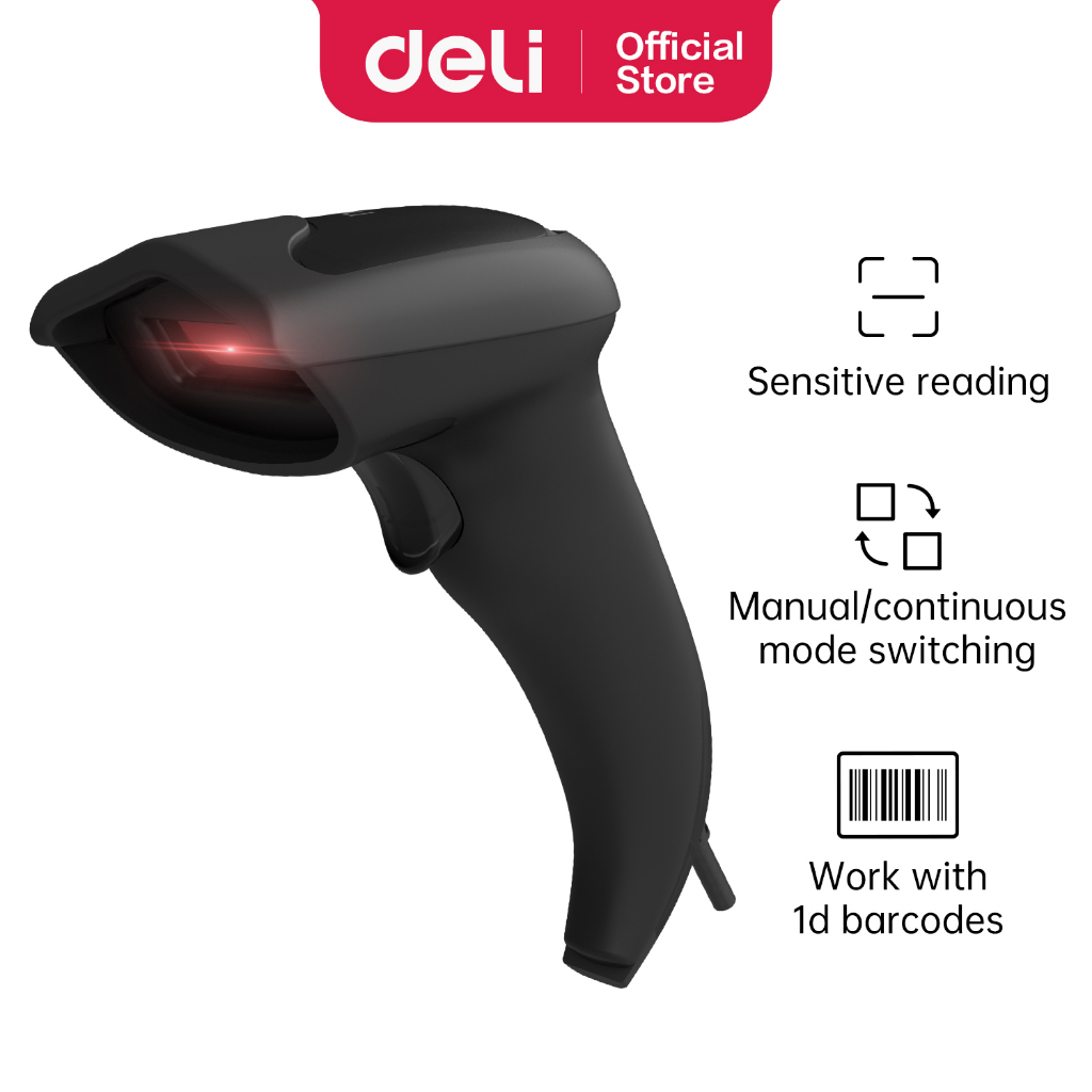 Jual Deli Barcode Scanner 1D Cepat dan Akurat ES2XX | Shopee Indonesia