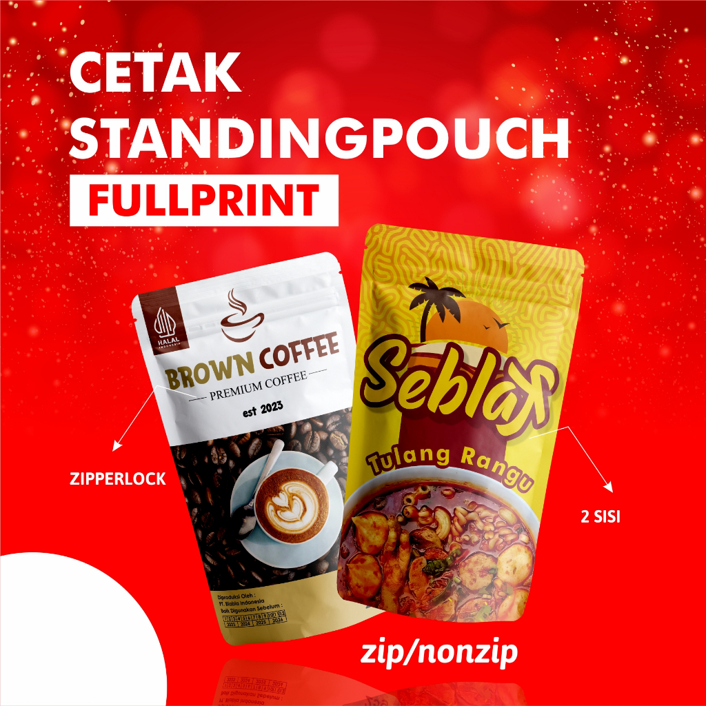 Jual (TERMURAH) FULL PRINT CETAK KEMASAN STANDING POUCH FULL PRINTING