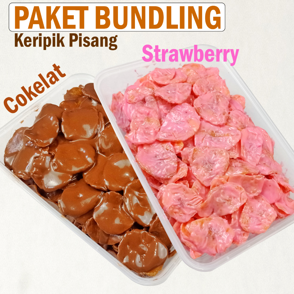 Jual Paket Bundling Keripik Pisang Cokelat Lumer Dan Strawberry