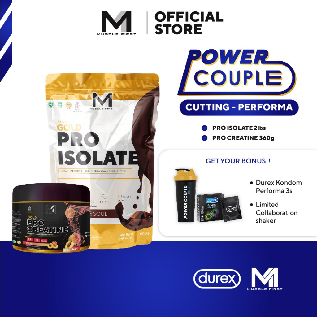 Jual [M1 x DUREX] Cutting Isolate 2lbs + Creatine 360gr - FREE Performa ...