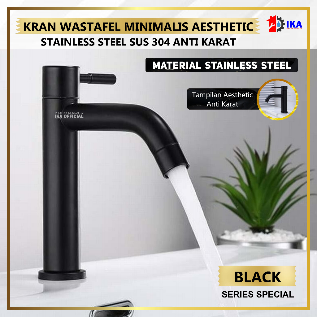 Jual Promo Kran Washtafel Hitam Keran Cuci Tangan Stainless Sus 304 Kran Wastafel Hitam Kran 8108