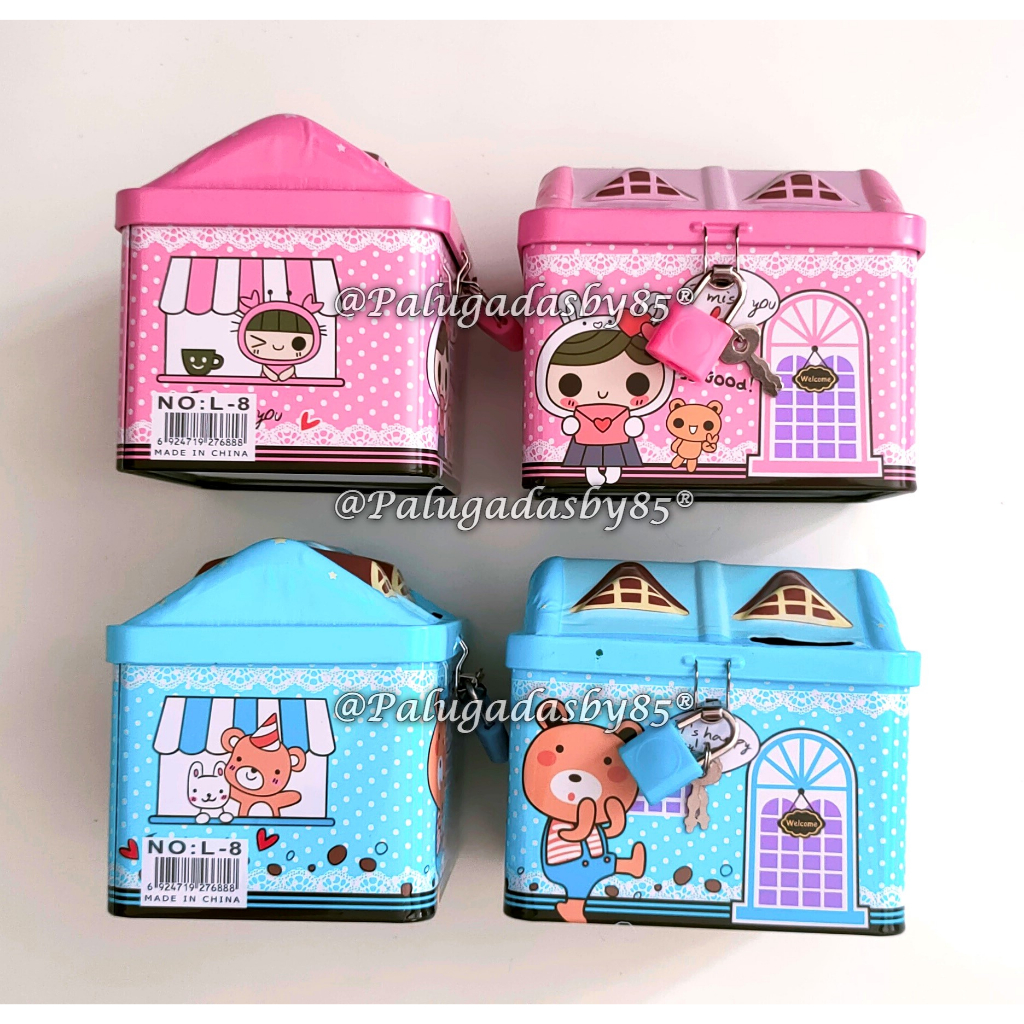 Jual Celengan L-8 Rumah + Gembok 11.5*11*9 Cm / Celengan Anak Karakter