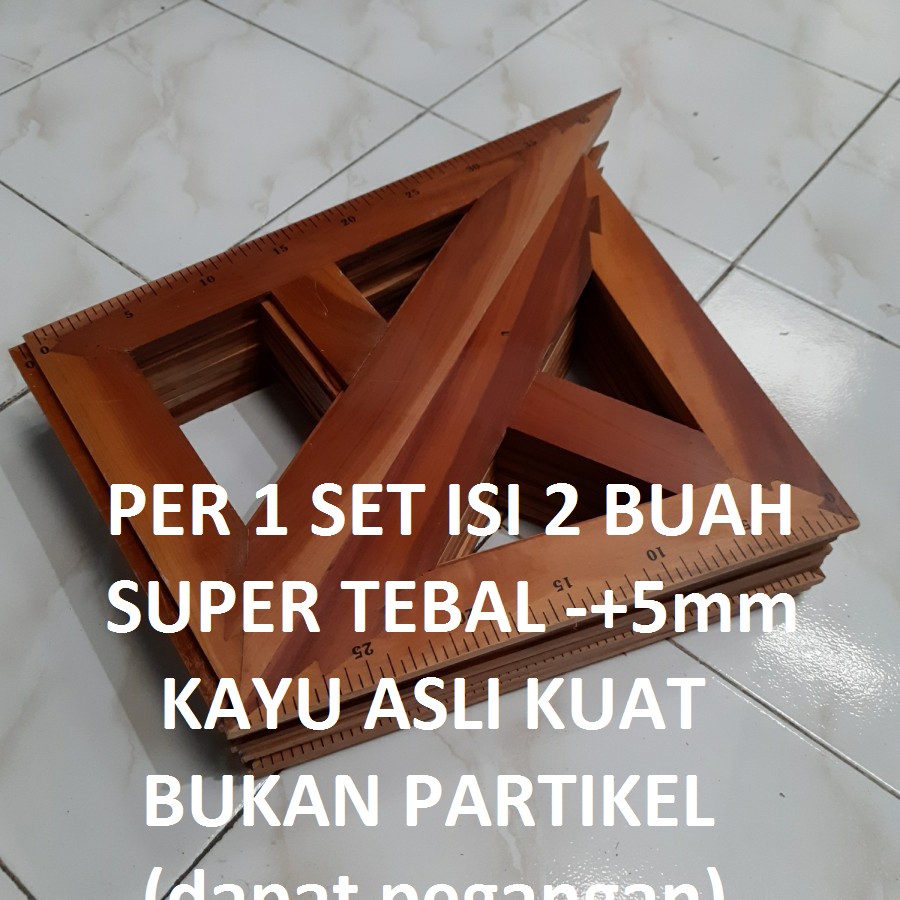 Jual 12 SET Penggaris Kayu Segitiga Pendawa 46cm Triangle Ruler Set ...