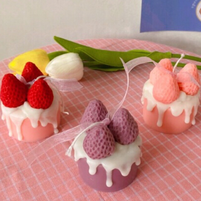 Jual Mini Cake Scented Candles Cake Candles Strawberry Small