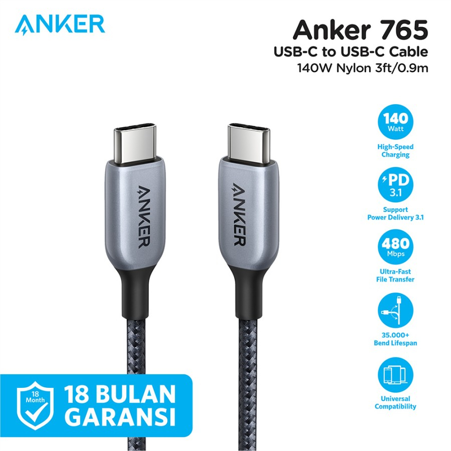 Anker 765 USB-C to USB-C Cable (140W Nylon) - Anker Europe