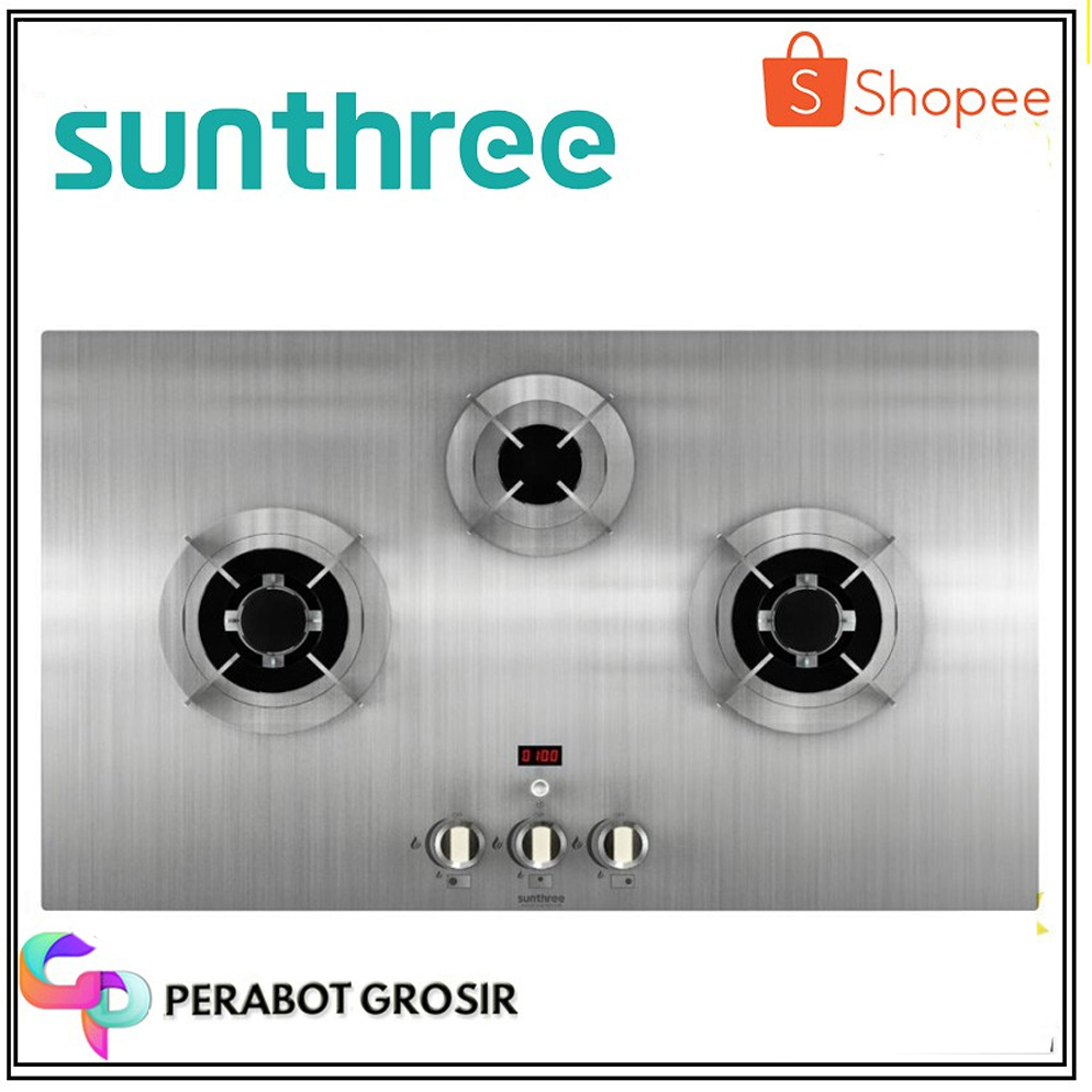 Jual Kompor Gas Kaca 3 Tungku Stainless Sunthree Gh-3s Sth + Timer ...
