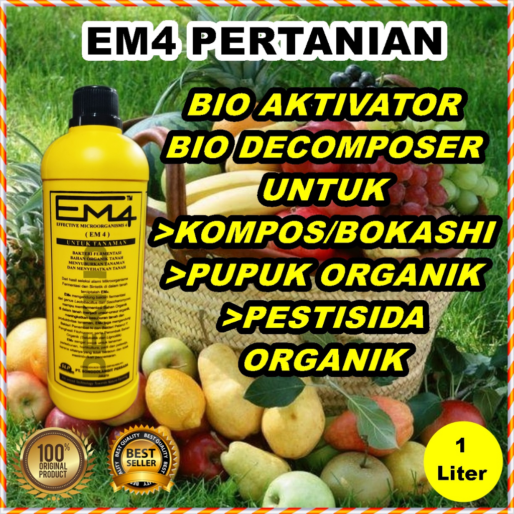 Jual EM4 Pertanian 1 L Kuning Bio Aktivator Fermentasi Pupuk Bahan ...