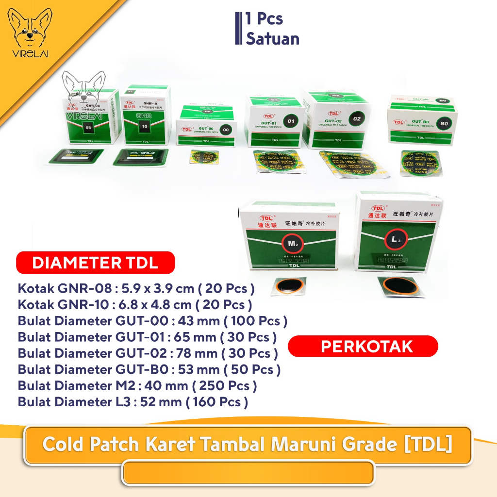 Jual Satuan Karet Tambal Ban Cold Patch Bulat Kotak Tambalan Maruni