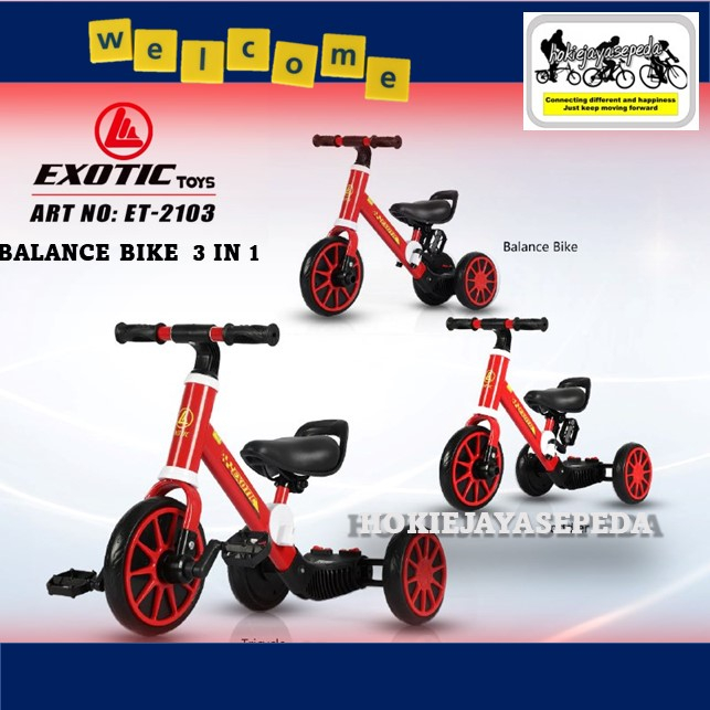 Jual EXOTIC Ride on BALANCE BIKE 3 IN 1 Balance bike Tricycle