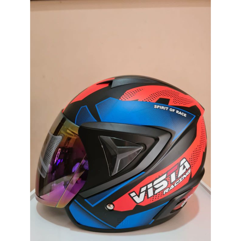 Jual HELM HALF FACE DEWASA GHM VISTA RACING MOTIF, SNI, BAHAN ABS