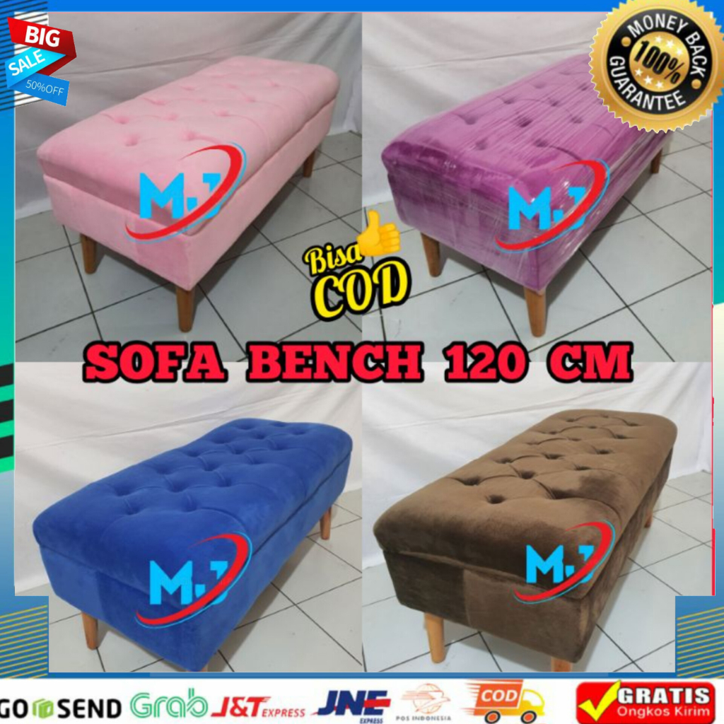 Jual ( 1 SET ) BENCH MINIMALIS - 1 SOFA + 2 STOOL BULAT KANCING ...