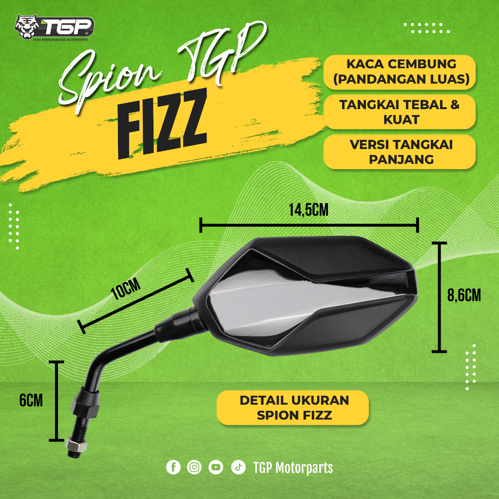 Jual Spion Motor Fizz TGP Black Krom Variasi Honda Beat FI Beat Street ...